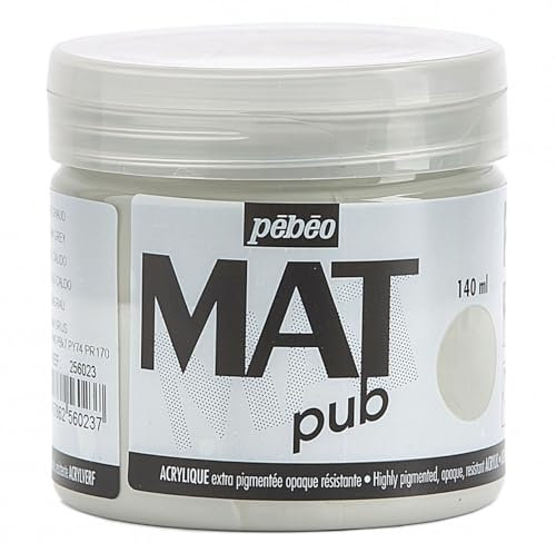 Pébéo - Mat Pub – Peinture Acrylique Extra Fine et Extra Mate - Gris chaud -140ml 256023