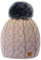 MFAZ Morefaz Ltd Damen Herren Winter Beanie Strickmütze Mütze Wurm Fleece Bommel Fashion SKI (Cacao Beige)