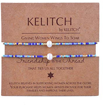 KELITCH 2 Stücke Damen Miyuki Perlen Verstellbare Armbänder Boho Freundschaftsarmbänder Neue Perlenarmbänder Schmuckset (180001V)