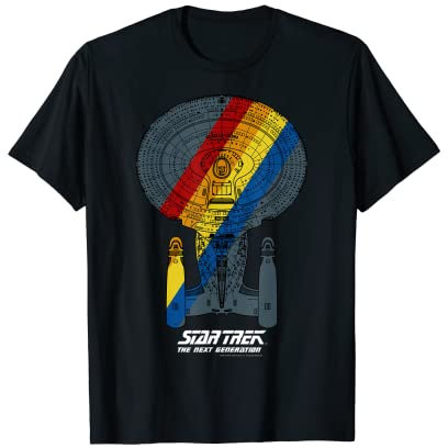 Star Trek Next Generation Retro Rainbow Ship Graphic T-Shirt T-Shirt
