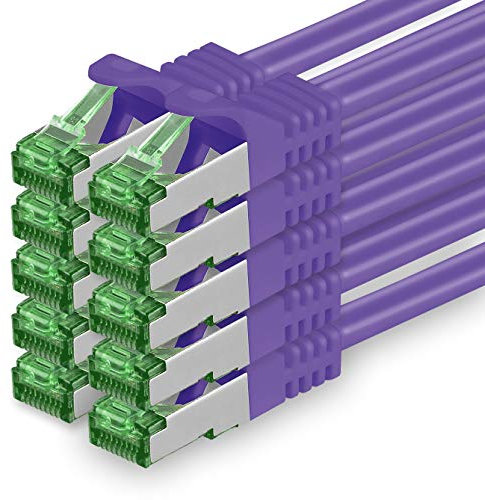1aTTack.de Câble Réseau Cat7 Cat 7 10 GB/s - 10x 1,5m - RJ45 Ethernet LAN DSL Routeur Modem - Violet