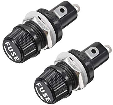 Sourcing Map Sicherungshalter 2Stk. Schraubdeckel 5x20mm AC 125V / 15A 250V / 10A, Schwarz, Kunststoff und Metall