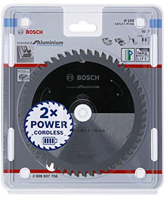 Bosch Professional Lama per sega circolare Standard for Aluminium (alluminio, 150 x 20 x 1.8 mm, 52 denti, accessorio per sega circolare a batteria)