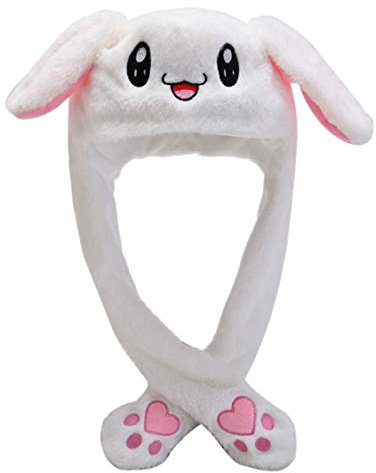 Yixda Lustige Tiermütze Warm Plüsch Mütze Paws Ohren Wintermütze Hut (Weiß Hase)