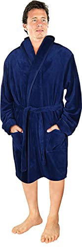NY Threads Vestaglia di lusso da uomo Accappatoio in pile super morbido | Accogliente vestaglia con collo a scialle, vestaglia da notte, vestaglia da uomo
