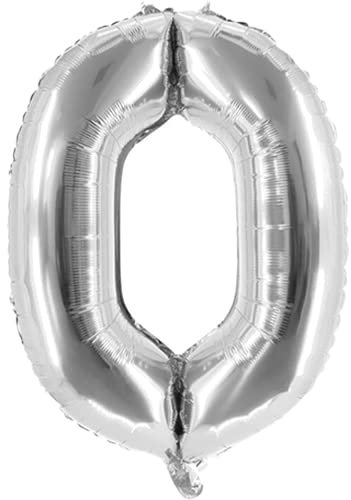 Party Factory XXL Folienballon Zahl 0, Luftballon 100cm, silber, Geburtstag, Abi, Jubiläum, Party Ballon, Heliumballon, Deko