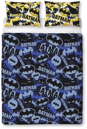 Batman Official Double Duvet Cover Camo Design | Reversible 2 Sided Bedding Duvet Cover, Official Merchandise Including Pillow Cases