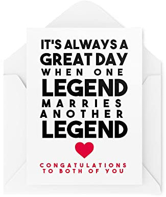 Tongue in Peach Lustige Hochzeitskarten, wenn eine Legende eine andere heiratet, Congrats Verlobungskarte Pärchen Karte, Geschenk Freund Witz Scherz Spaß CBH134