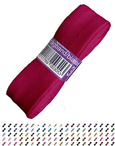 Sandras-Bastelladen Schrägband/Einfassband Baumwolle Uni gefalzt 3m x 20mm 766-Pink