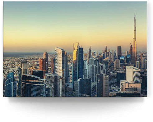 Wandbild Skyline Dubai - 120cm x 80cm Leinwand auf 4cm Keilrahmen