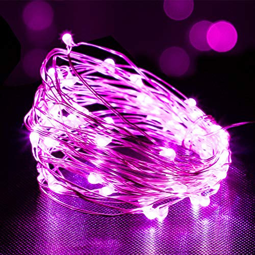 Annefly Pink Fairy Lights, 5M 50 LEDs Battery Powered Fairy Lights for Valentines Day Girls Bedroom Jars Christmas Decoration