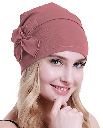 osvyo Baumwolle Chemo-Turbane Kopfbedeckung Beanie Mütze Kappe für Frauen Krebs Patienten Haarausfall SANDBRAUN