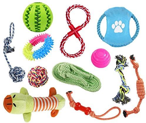 LONENESSL 12 Pcs Rope Toys Set for Small Medium Dogs, Durable Chew Toys for Puppies, Interactive Teething Training, Stress Relief