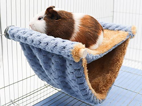 Fleece Winter Warm Ratten Hängematte, Doppellagiges Hängende Vögel Nest Bett mit warmem Fleece, Versteck Höhle Bett Zelt, Schlafbett Käfig Zubehör für Ratte Meerschweinchen Chinchilla (Blau)