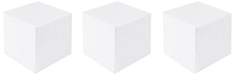 Quadratischer Schaumstoffblock 3 Stück Weiß für Modellbau und Selbstgemacht | Schaumstoff, Bemalbar und Beschichtbar, für Skulpturen, Tortenattrappen, Selbstgemacht Kunsthandwerk, Bastelarbeiten