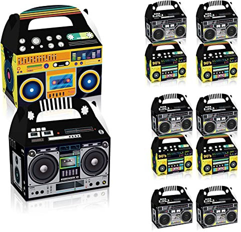 WANGCL 12 Pieces 80s Party Favor Boxes Retro Radio Decorations Table Centerpieces for 1980s Theme Hip Hop Music Birthday Party Supplies