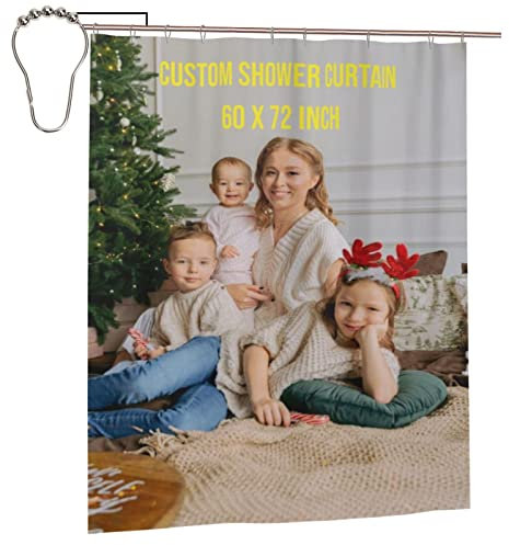 Naispanda Personalisiert Bild Duschvorhang Personalisierte Foto Badvorhang aus wasserdichtem Stoff Angepasst Foto Weihnachten Halloween Duschvorhang für Badezimmer Dekoration