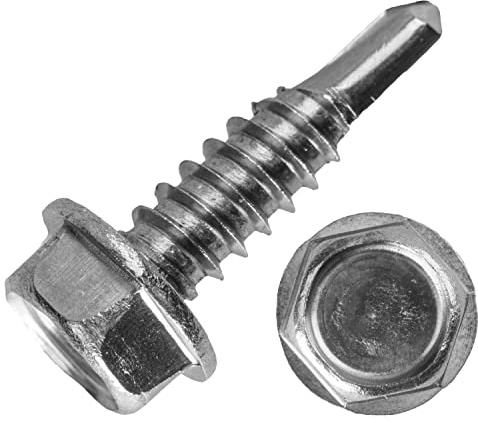 Techtanium Bohrschrauben 5,5 x 40 mm mit Sechskantkopf & Bund [Form K] aus Edelstahl A2 (100 Stück) | Sechskantschrauben | Holzschrauben | Schnellbauschrauben | DIN 7504