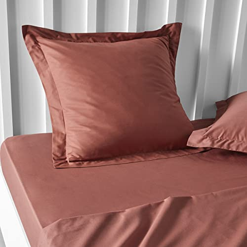 TODAY Essential - Lot de 2 Taies d'oreillers 63X63 cm 100% Coton Uni, Terracotta
