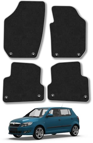 Skoda Fabia (2007-2014) Carpet Car Mats | Grey Edge Trim Tailored Fit Floor Mats Full Coverage Protection Accessories Easy Clean Anti Slip Made in the UK