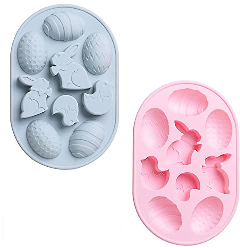 Gfamous Moule à gâteau en Silicone de Lapin de Pâques 2 Moules à Glacons Moulle Paques, Moules à Silicone au Gâteau,Silicone Moules à Chocolat,3D Silicone Pâques Lapin Moule,Moule de Pâques Muffin