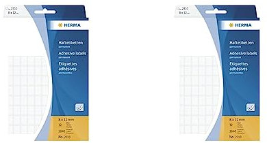 HERMA 2310 Vielzweck-Etiketten mini (8 x 12 mm, 32 Blatt, Papier, matt) selbstklebend, permanent haftende Haushaltsetiketten zur Handbeschriftung, 3.840 Haftetiketten, weiß (Packung mit 2)