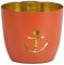 Seaside No.64 - Maritime Windlichter Baltic aus Metall mit ausgestanzten Motiven - Verschiedene Farbkombinationen für Teelichter & Stumpenkerzen in Haus und Garten (Anker - orange, Gold)