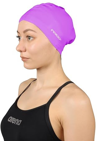 DRUNA Gorro de Natación Silicona para Cabellos Largos, Silicone Cap, Gorro para Piscina, Swimming Cap (Púrpura)