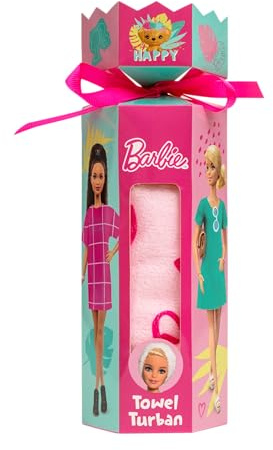Barbie Children's Microfibre Hair Towel Turban – Quick Dry Hair Wrap with Button Fastening – Soft Hair Drying Wrap for Girls & Teens – Official Merchandise