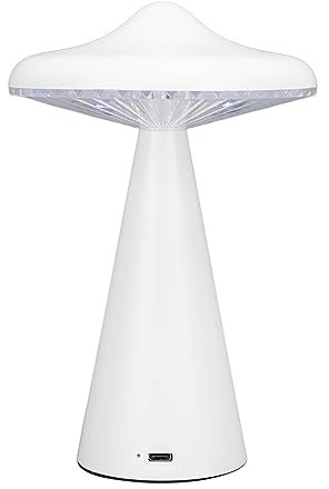 Hyuduo LED-Nachtlicht mit ​​Design, 16 RGB-Farben, Pilzförmige Stimmungslampe, 19 cm, USB-Aufladbar mit 1500mAh ​, Fernbedienung, Weiß