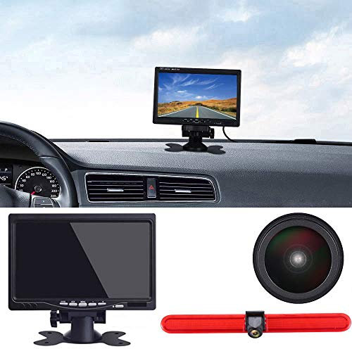 Super HD Auto Bremsleuchte Rückfahrkamera Set mit 7 Zoll LCD Monitor Ersatz für VW Multivan T5 Camper T6 Hochdach/Caravelle Campmobil 7E 7H SG SH/Seat Arosa 6H/Lupo Diesel Petrol Hatch FWD I 6E1,6X1