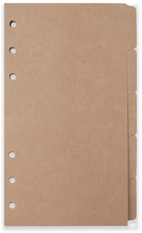 Zelten Nachfüllungen/lose Blätter für A6 Cover Ringbuch/Personal Organizer/Planer (A6 6 Löcher, Trennblatt horizontales braunes Papier)