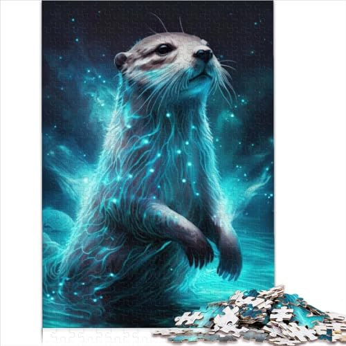 1000 Teile Puzzle Otter Neon Einfaches Erwachsenenpuzzle Holzpuzzle für Erwachsene Puzzlegeschenke Lernspielzeug zum Stressabbau 1000 Teile (50 x 75 cm)