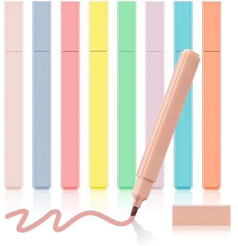 colpart Ästhetische Textmarker Pastell Highlighter Pen,Text stifte Pastell,Marker Pastell für Journaling Note Nehmen Schulbüro Stationäre -8Candy