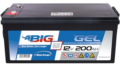 BIG E-Backup Gel Notstrombatterie für EPS- und USV-Systeme, Speicher- & Kommunikationssysteme, Alarmanlagen & Notbeleuchtung (12V - 200Ah)