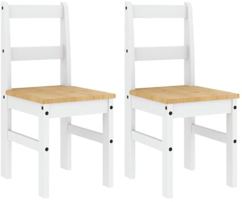 vidaXL Sillas de Comedor Panama 2 uds Madera Pino Blanco 40x46x90 cm, Silla de Cena, Silla de Cocina, Asiento de Comedor, Silla, Silla de salón