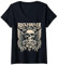 Womens Classic Tattoo Style Skull Wings Roses ROCKFOREVER BAND V-Neck T-Shirt