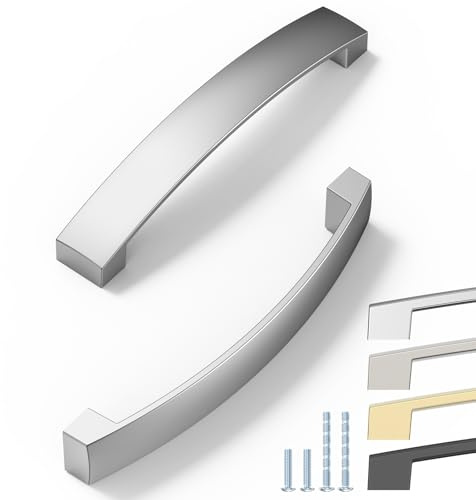 ELEBUILD 6 Stück Möbelgriffe Chrom Glänzend, 128mm Lochabstand