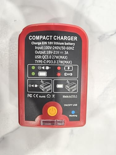 YNDZ Charger with Music, Replacement for Einhell Power X-Change 18 V Battery Charger, Input 100-240 V, Output 21 V 3 A Fast Charger