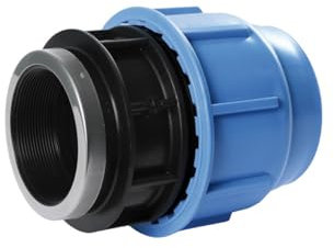 SAB Raccordi a Compressione BlueSeal 16 Femmina 25 x 1, Raccordo Idraulico in PP, PN16, per Giunzione Tubi in Polietilene, per Impianti di Irrigazione