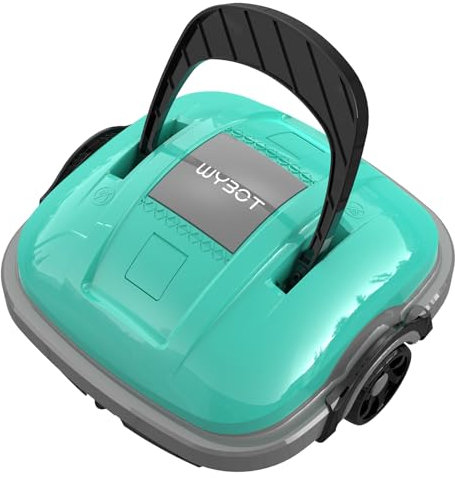 WYBOT Poolroboter Akku Kabellos Poolsauger Roboter mit Dual-Antriebsmotoren 100 Mins, Automatisches Parken Poolroboter Akku Robotersauger für Flachem Boden Aufstellpools bis 80 m² Blau