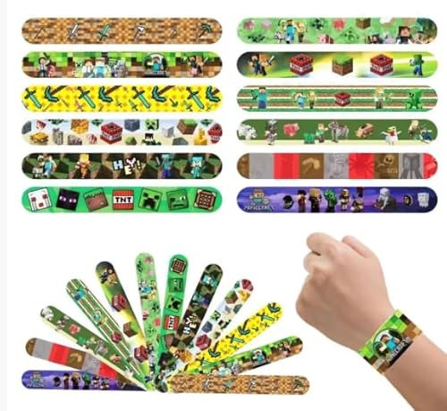 Ezydka Miner Videospiel Party Mitgebsel Junge Kindergeburtstag Gastgeschenke Give Away mit Bleistifte Notizbuch Schlüsselanhänger Geschenktüten für Geburtstag Deko, Gamer Theme Party Zubehör