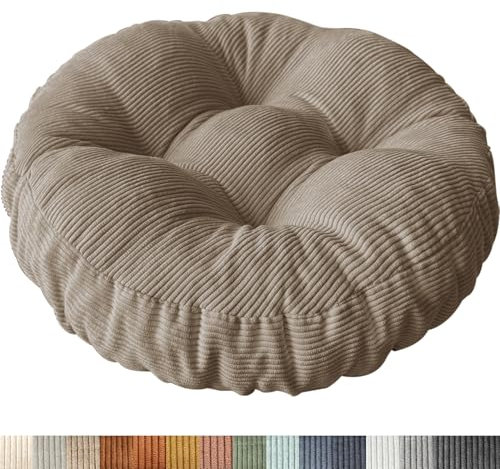 PHUSTJKL Sitzkissen Rund, 35x35 cm rutschfest Waschbare Sitzpolster Bequemes Stuhlkissen 8 cm Dick Waschbare Cordstoff Stuhlauflage, für Indoor Küchen Garden Holzstühle