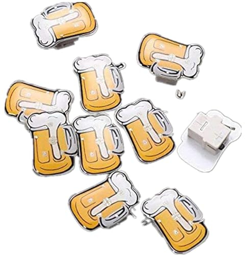 Bier-Brosche 10 Stück Leucht-Brosche Blinkende Bierkrug-Anstecknadeln Oktoberfest-Abzeichen-Brosche Für Bier-Partygeschenke Dekorationen