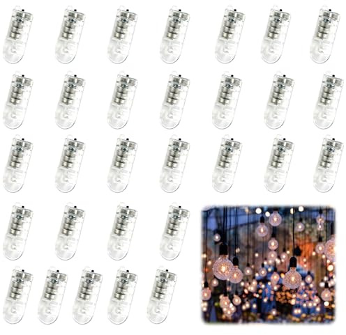 NIRJIK Juego de 30 mini luces LED para globos, luz blanca cálida, con interruptor, pequeñas luces LED para globos, linternas de papel, bodas, fiestas, cumpleaños y decoración de Navidad
