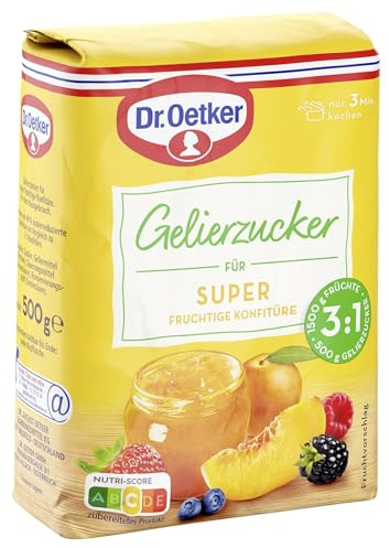 Dr. Oetker Gelierzucker Super 3:1 10er Pack, fertiger Gelierzucker, zum Selbermachen von Konfitüren, Marmeladen und Gelees, für viel Fruchtigkeit & weniger Süße, vegan, 10 x 500 g
