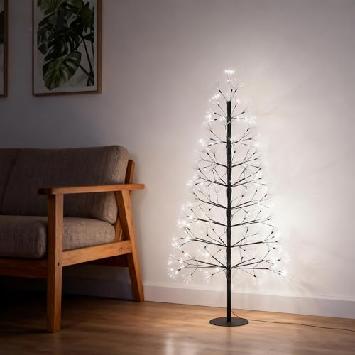 FIVMEN LED Weihnachtsbaum 150 cm Lichterbaum LED-Baum aus Eisen mit 1500 LEDs Tannenbaum Christbaum mit Abnehmbarer Stamm inkl. Metallständer, Kaltweiß