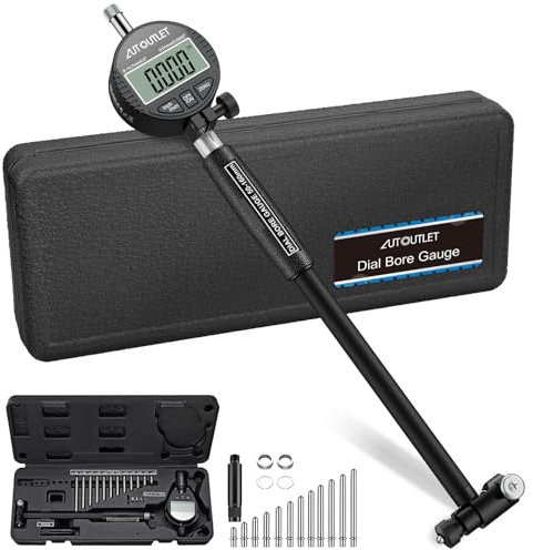 AUTOUTLET Calibrador de Diámetro Interior Digital, Calibrador de Orificios 0.01mm Precisión, Herramienta de Medición Interna de Cilindros con Cabezales Intercambiables y Estuche ABS
