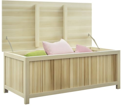 Outsunny 172 Litre Outdoor Storage Box Garden Storage Box Natural | Wooden Terrace Box, Balcony, Porch, Poolside