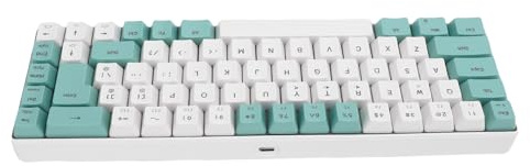 Elprico Clavier de Jeu, Clavier D'Ordinateur Filaire USB, 60% Compact avec Rétroéclairage RVB, 25 Touches Anti-ghosting, Mécanique pour Ordinateur Portable, Compatible (Bloc de Couleur Vert Blanc